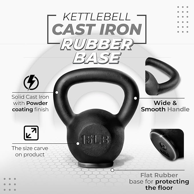 Yes4All 5-80 lbs Cast Iron Kettlebell for Dumbbell Weights Exercises, Gym, Full Body Home Workout Equipment, Push up, Grip and Strength Training