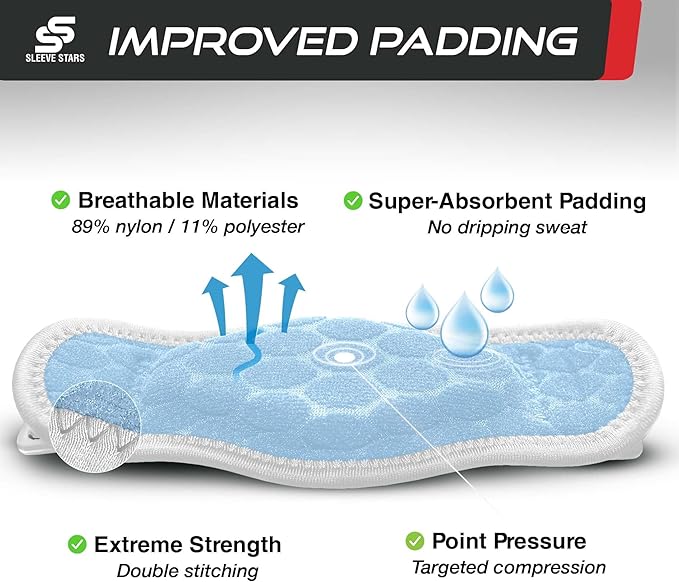 Sleeve Stars Tennis Elbow Brace for Women - Adjustable Tennis Elbow Strap, Golfers Elbow Brace for Men, Counterforce Brace for Tendonitis Relief, Fits 9"-23" (Single/Light Blue)