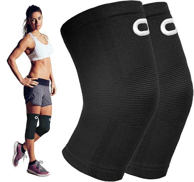 Crucial Compression Knee Sleeve (1 Pair) - Best Knee Braces for Knee Pain for Men & Women - Non-Slip Knee Support for Running, Weightlifting, Basketball, Gym, Workout, Sports