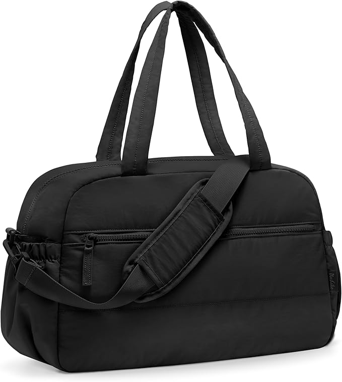 Gym Bag for Women, Travel Duffle Bags with Wet Pocket, Lightweight Carry on Bag Overnight Weekender Duffel Bag, Water Resistant (Black)