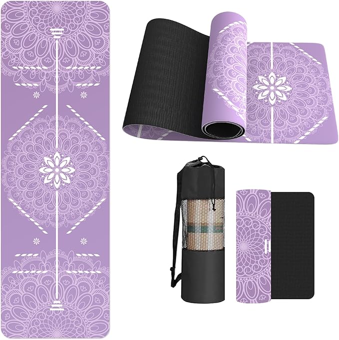 FOLAI Extra Thick Yoga Mat 6mm - Non-Slip Exercise Mat for HIIT, Pilates & Home Workouts & Workout with Free Carry Strap