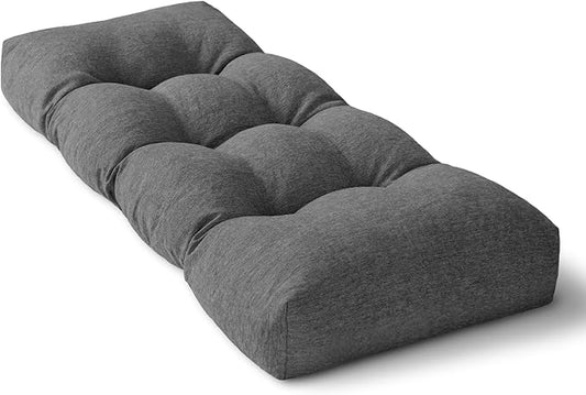 Bench Cushion 48 Inch - Polyester Brushed, High-Density Foam, Non-Slip Bottom, Soft Durable Indoor Tufted Long Seat Cushion for Window Garden Furniture (Dark Gray, 48x16x4 Inch)