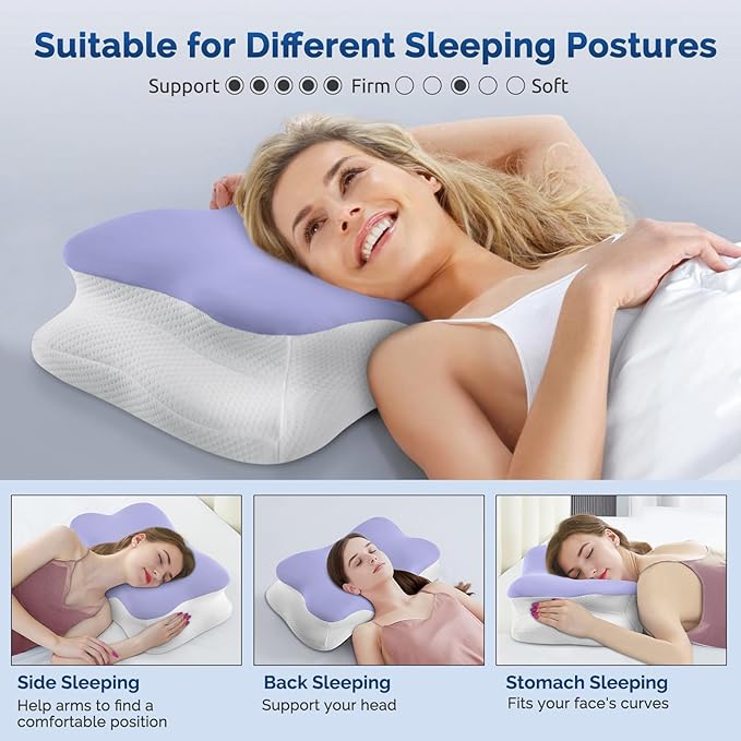 Cervical Neck Pillow, Ergonomic Side Sleeper Pillow for Neck Support, Cooling Memory Foam Pillows for Sleeping, Contour Orthopedic Bed Pillows for Side Back Stomach Sleepers with Removable Pillowcase