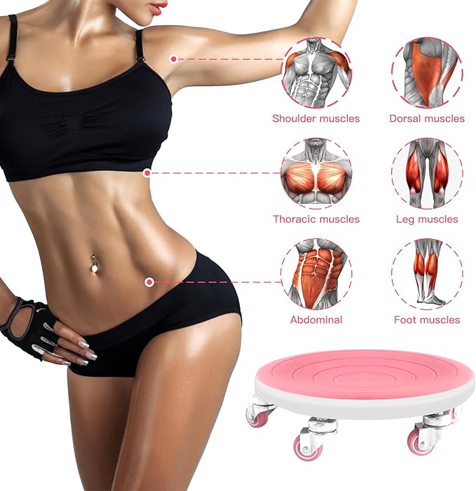 6 Caster Ab Roller, Ab Exercise Equipment with Knee Pads, Ab Roller Wheel for Core Exercise, Abdominal Strength Training for Home Gym, 360° Silent Ab Workout Equipment