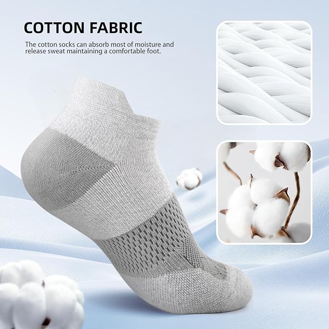 FITRELL 5-6 Pairs Ankle Running Socks for Women Athletic Cushioned Low Cut Tab Sports Socks