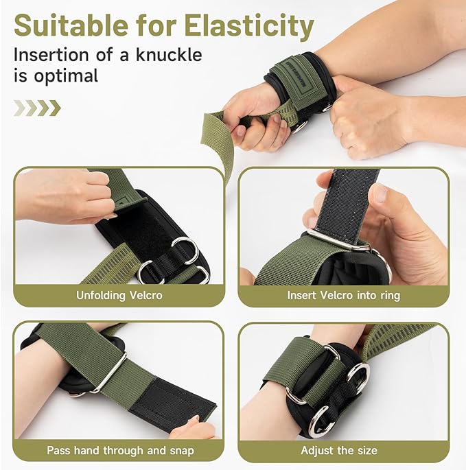 MANUEKLEAR Non-Slip Wrist Straps for Weightlifting Deadlifting, Gym Lifting Straps with D Rings for Cable Machine Workout, 10mm Neoprene Padded Weight lifting Wrist Wraps for Men Women