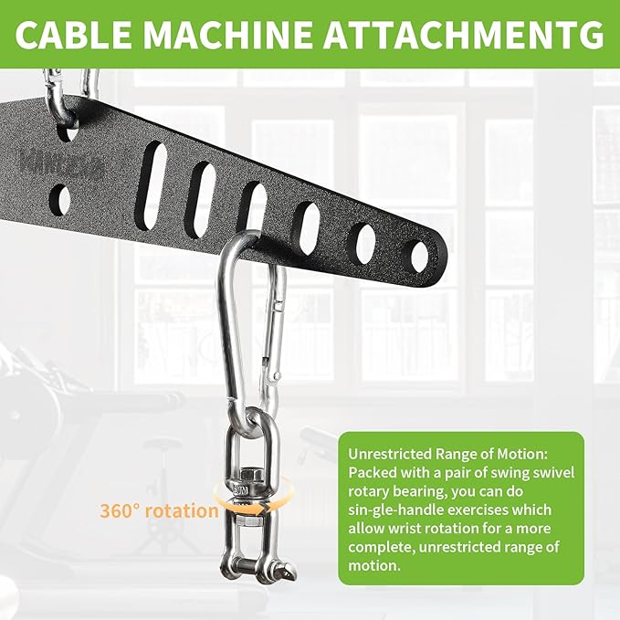 Multi-Grip LAT Pull Down Bar Hardened Powder-Coated Finish, 360° Rotating Stainless Steel Adapter, Neutral & Wide Grip Spreader Bar for Pulley System Gym & Cable Machines