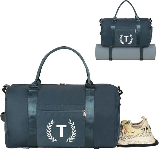 Gym Bag for Women, Personalized Duffle Bag with Shoe Compartment, Sports Bag for Yoga & Dance with Wet Pocket and Mat Strap.