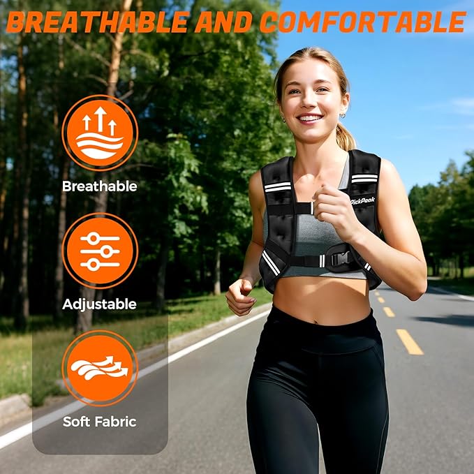 Weighted Vest for Woman Man 5lb/6lb/8lb/12lb/15lb/20lb/25lb/30lb Weighted Vest for Walking, Strength Training Weight Vest with Adjustable Buckle Detachable Phone Pouch for Running Workout