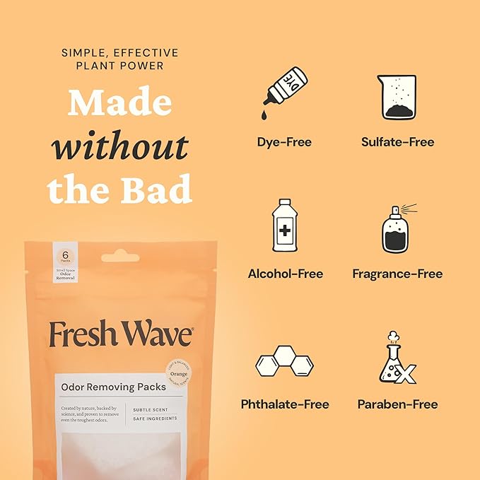 Fresh Wave Orange Odor Eliminating & Deodorizing Packs | Bag of 6