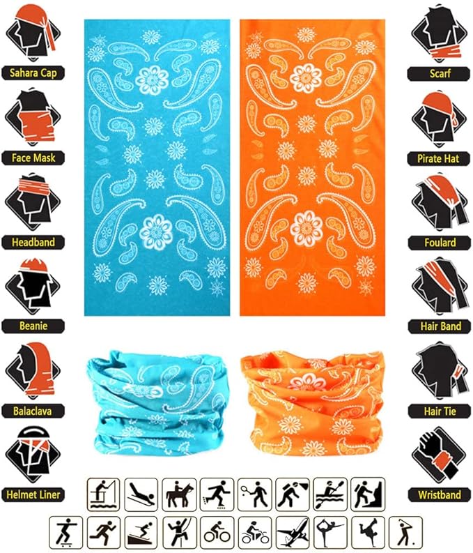 Headband Neck Gaiter Head Wrap Headwear Face Mask Magic Scarf Bandana for Men and Women