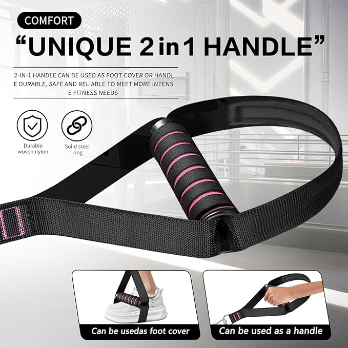 Pilates Bar Kit with Resistance Bands,Ab Roller,2 in 1 Foot Strap & Handle,Door Anchor Pilates Equipment with Resistance Bands, Portable Home Gym Yoga Fitness Bar for Women & Men