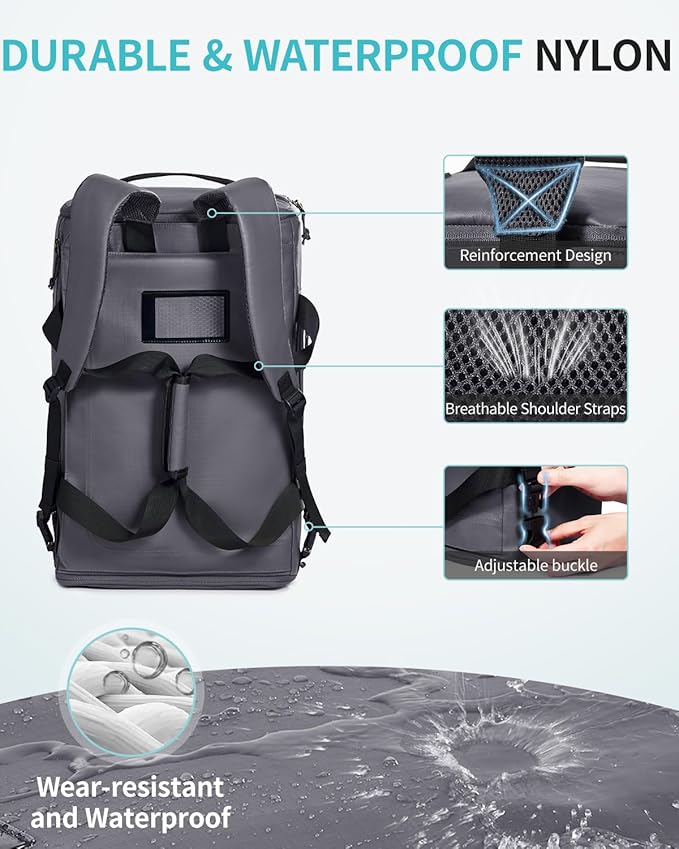 ECOHUB 40L Gym Bag for Women Men Water Resistant Sports Duffle Bag with Shoes Compartment& Wet Pocket, Travel Weekender Camping Backpack