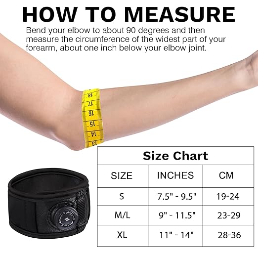 Tennis Elbow Brace for Men & Women (XL for Larger Arms Only), Elbow Brace for Tendonitis and Tennis Elbow and Golfer's Elbow, Adjustable Elbow Strap (Black, XL)