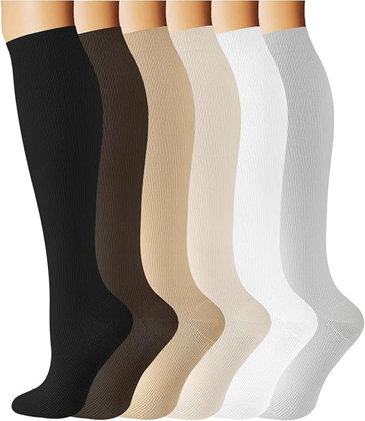 Breslatte Compression Socks for Women Men 10-14 mmHg Circulation Knee High Athletic Support Socks Running Travel Daily