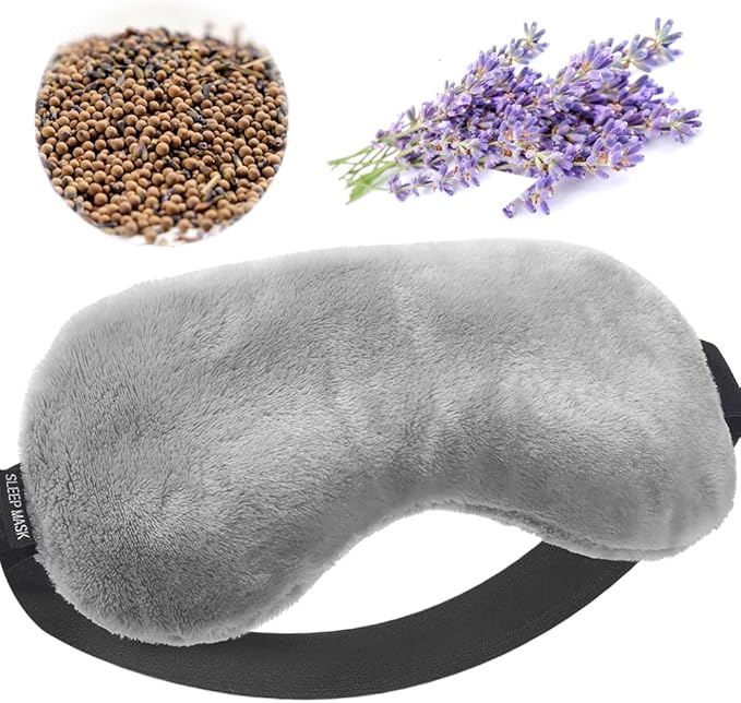 Umisleep Lavender Eye Mask, 0.45 lb Aromatherapy Weighted Eye Mask for Dry Eyes, Sleep Mask for Men Women, Hot Therapy Eye Cover for Compression Pain Relief, Eye Pillow for Puffy Eyes, Sinus Pain-Grey
