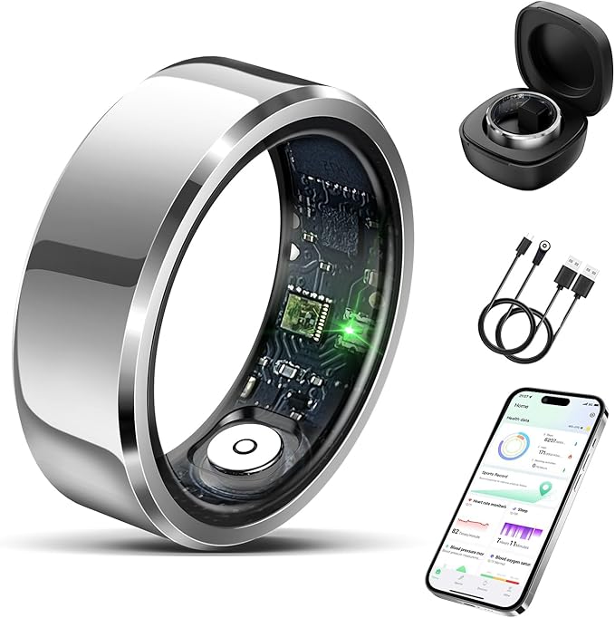 Smart Ring for Women Men-Wearable Fitness Tracker with Sleep Tracking Heart Rate Blood Oxygen Healthy Monitor Ring Activity Monitoring Steps Calories for Adult