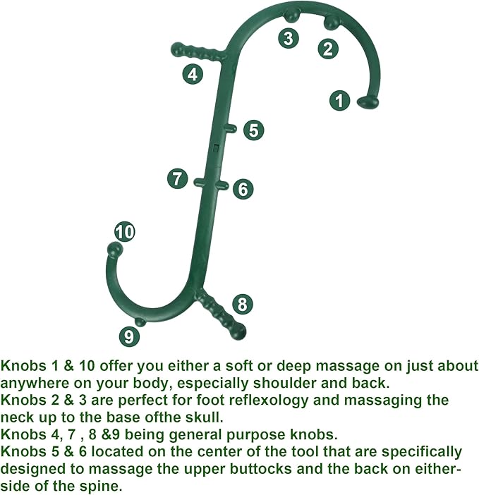 Massage Trigger Point Cane, Body Deep Tissue, Handheld Back, Neck, Shoulder, Leg and Feet Massager Rod, Muscle Release Tool Self Massage Hook Cane Gifts for Women & Men, Green