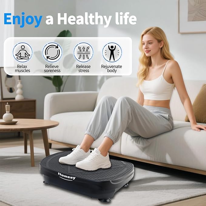 Homesy Vibration Plate Exercise Machine for Whole Body Workout , Weight Loss, and Lymphatic Drainage – Power Vibrate Platform, Shake Plate for Home Fitness and Fat Burning for Women Men