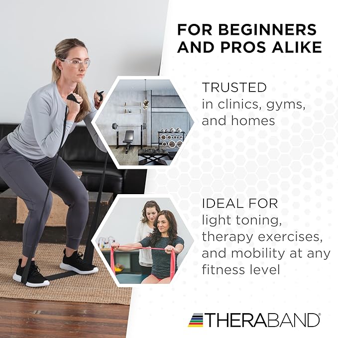 THERABAND Resistance Band, Black, Special Heavy, 50-Yard Roll, Latex Elastic Band for Exercise