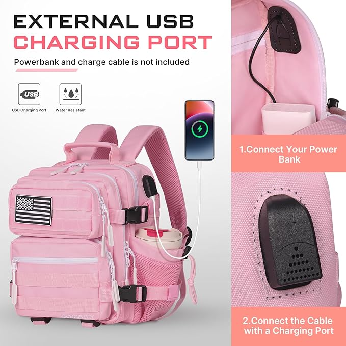 15L Mini Tactical Backpack Small Tactical Backpack for Women, Military Backpack for Gym, Hiking, Daily (Pink-15L)