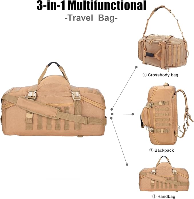 Greencity Travel Duffel Bag for Weekend Overnight Bag Waterproof Small Large for Men Women 30L 45L 85L Coyote