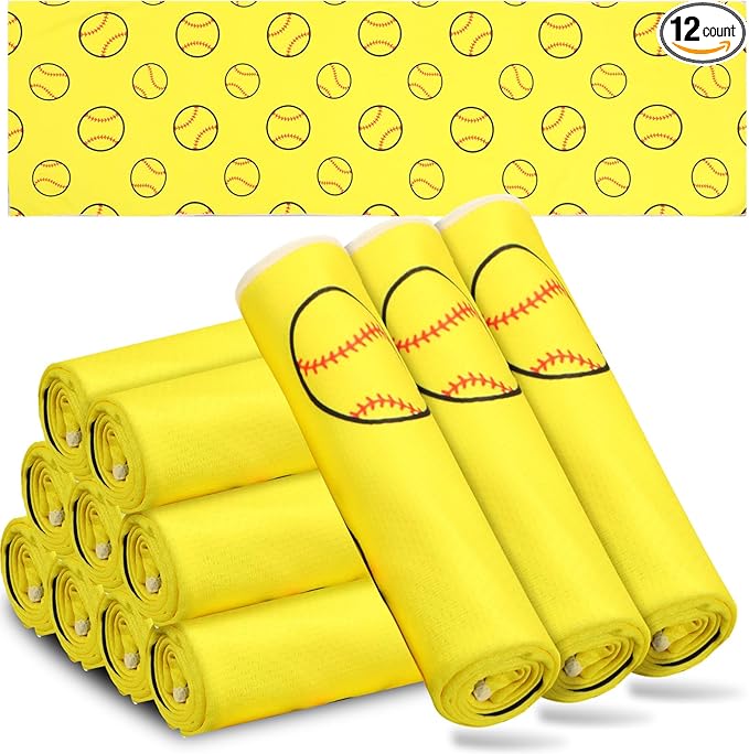 12 Pcs Cooling Towel 40 x 12 Inch Basketball Baseball Football Volleyball Soccer Softball Microfiber Fast Drying Towel for Gift Women Men