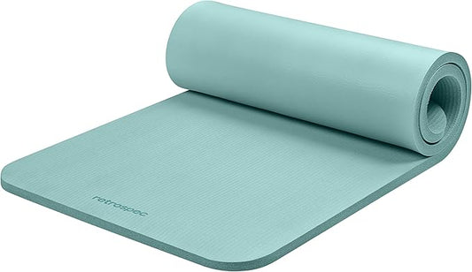 Retrospec Solana Yoga Mat 1" Thick With Nylon Strap For Men & Women - Non Slip Exercise Mat For Home Yoga, Pilates, Stretching, Floor & Fitness Workouts