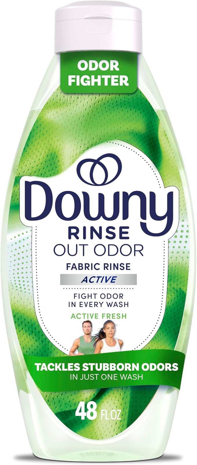 Downy RINSE & REFRESH Laundry Odor Remover and Fabric Softener for Activewear, Active Fresh Scent, 48 oz