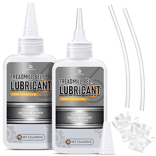 DecorRom Silicone Treadmill Lubricant - 7oz Treadmill Lube with Application Tubes, 100% Silicone Oil for Most Treadmill Lubrication - High Temperature Resistant, Non-Toxic Odorless Treadmill Oil