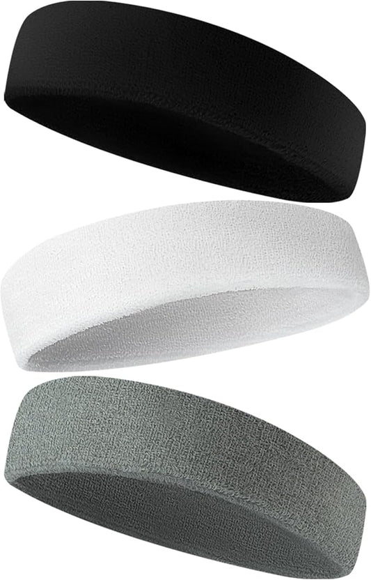 Sweatbands Sports Headband for Men & Women - Terry Cloth Moisture-Wicking Sports Towel Headband for Tennis, Basketball, Running, Gym, and Fitness Working Out