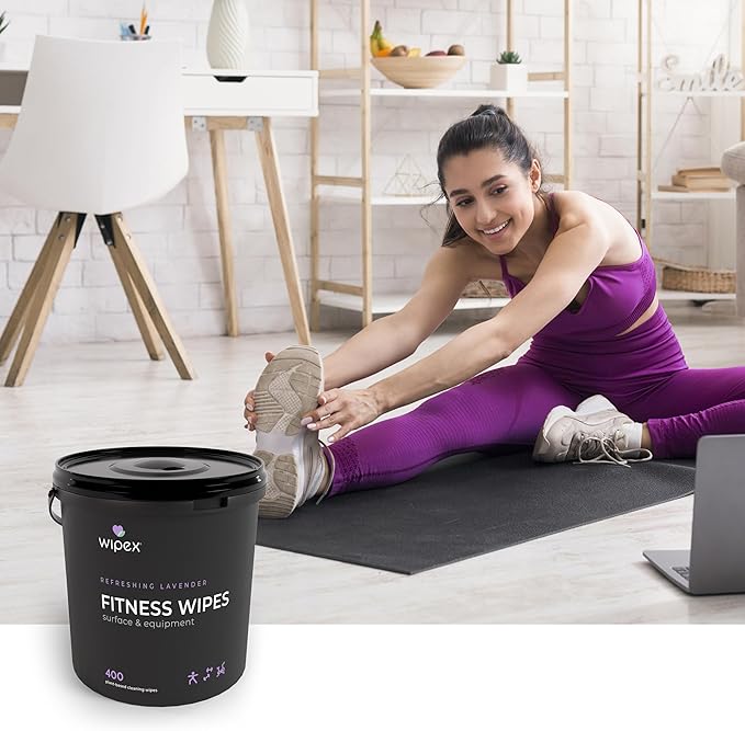 Wipex Gym Cleaning Wipes Bundle - Get 3 Buckets (1) Lavender, (1) Lemongrass Plant-Based Fitness Equipment Wipes and (1) Sanitizing BZK Bucket for Hands, Use at home or Gym, 400 Count (Pack of 3)