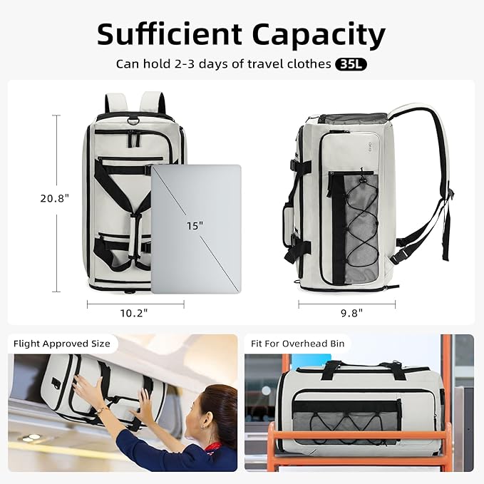 CLUCI Gym Bag for Men & Women, 35L Sports Duffle Bag for Travel,4 in 1 Weekender Bag,Overnight Backpack with Shoe Compartment,Carry on Duffel Bag for Airplane