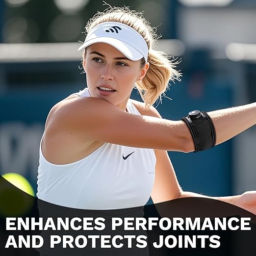 Tennis Elbow Brace for Men & Women (S/M for Smaller Arms Only), Elbow Brace for Tendonitis and Tennis Elbow and Golfer's Elbow, Adjustable Elbow Strap (Black, Small)