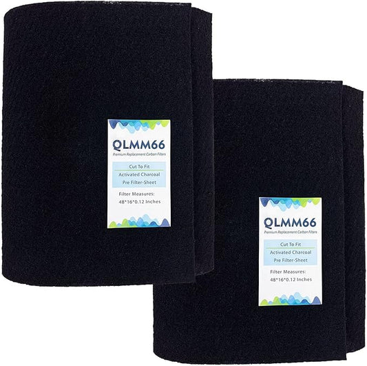 Carbon Fabric Filter 16" x 48" x 0.12" (2Pack) Replacement Activated Charcoal Hepa AC Vent Filter Carbon Air Pre Filter Fabric Sheet Carbon Pad