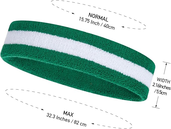 ONUPGO Sweatband Headbands for Men & Women -12PCS Sports Headbands Moisture Wicking Athletic Cotton Terry Cloth Headband for Tennis,Basketball,Football,Gym,Working Out