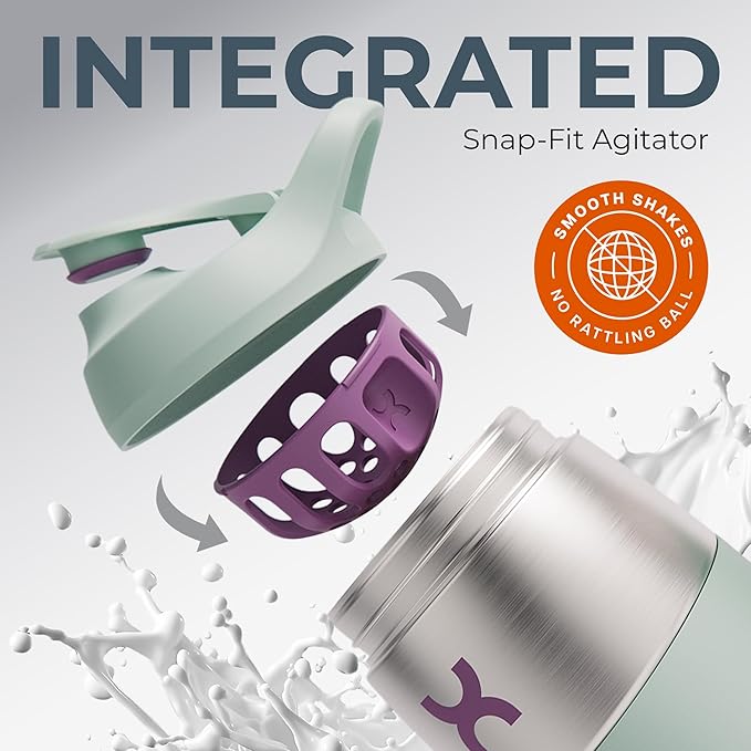 32oz Stainless Steel Protein Shaker Bottle – Leak-Proof Metal Shaker Cup with Snap-Fit Agitator for Smooth, Clump-Free Shakes – BPA-Free, Odor Resistant, Easy to Clean