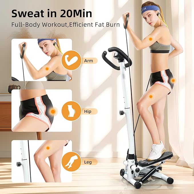 Stepper for Exercise at Home,Adjustable Height for Men Women,Come with Resistance Bands,300LBS MAX Weight Capacity,Stepper with Handlebar for Cardio Workout,