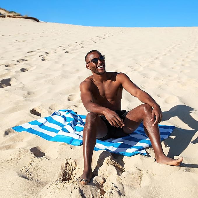 Dock & Bay Beach Towel - Quick Dry, Sand Free - Compact, Lightweight - 100% Recycled - Includes Bag - Set of 4 - Blue Hues, Extra Large (200x90cm, 78x35)