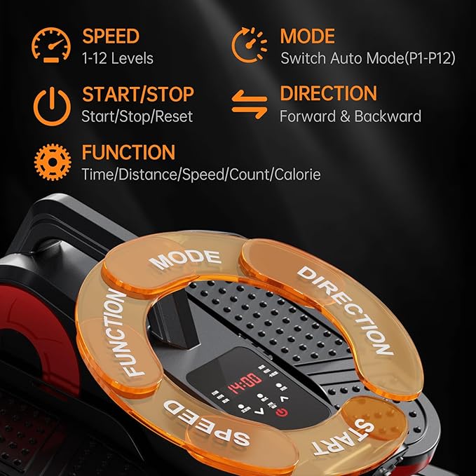 Elliptical Exercise Machine, Electric Ellipse Leg Exerciser as Seen on TV for Seniors with Remote Control & 12 Adjustable Speeds, Quiet & Portable Under Desk Pedal Exerciser for Home Office
