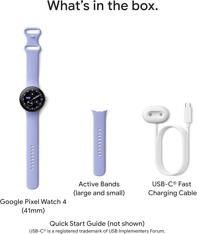 Google Pixel Watch 4 (45mm) - Android Smartwatch with Heart Rate and Sleep Tracking - 40-Hour Battery - Fitness Tracking - Google AI - Polished Silver Aluminum Case - Porcelain Active Band - LTE