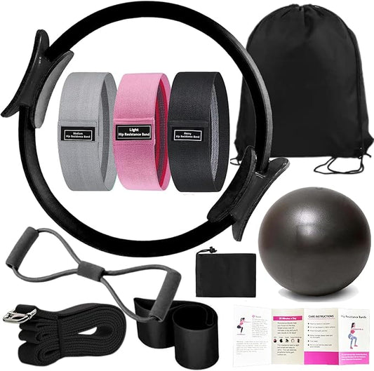 Pilates Essentials Kit for Women - Better Yoga Pilates Kit for Home Workouts with Pilates Ring and Ball Set, Booty Bands, Figure 8 Resistance Band, Yoga Bands for Stretching