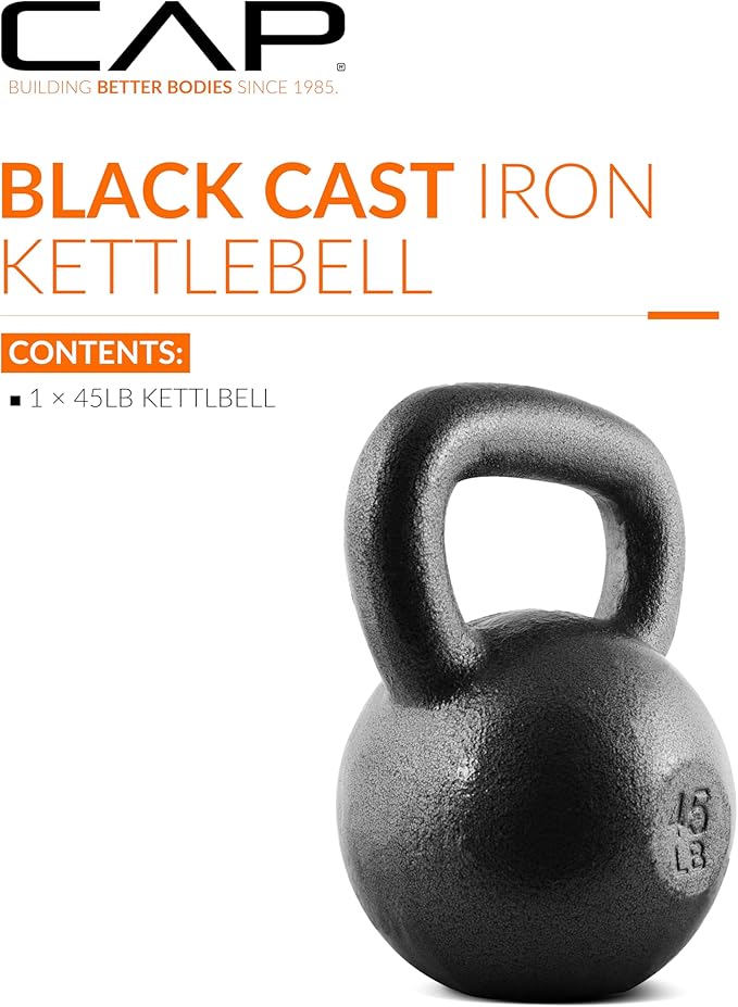 CAP Barbell Black Cast Iron Kettlebell Single or Set | 10-80 Lbs