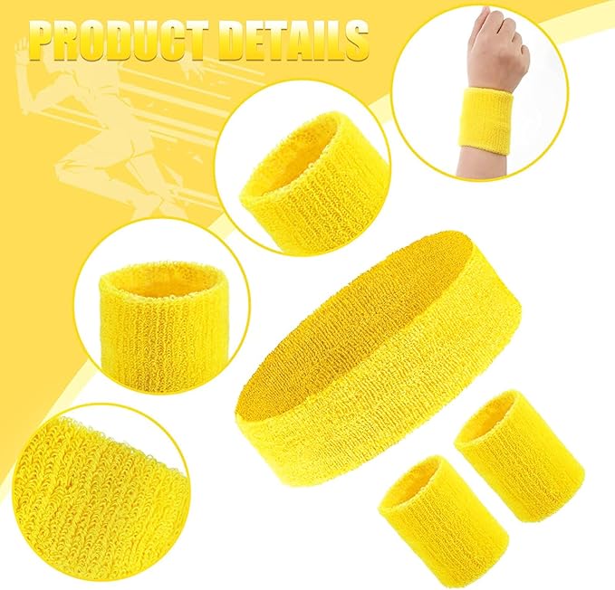 Hillban 80s Workout Outfit 80s Accessories for Women Men Neon Sweatbands Headbands for Tennis Volleyball Sport