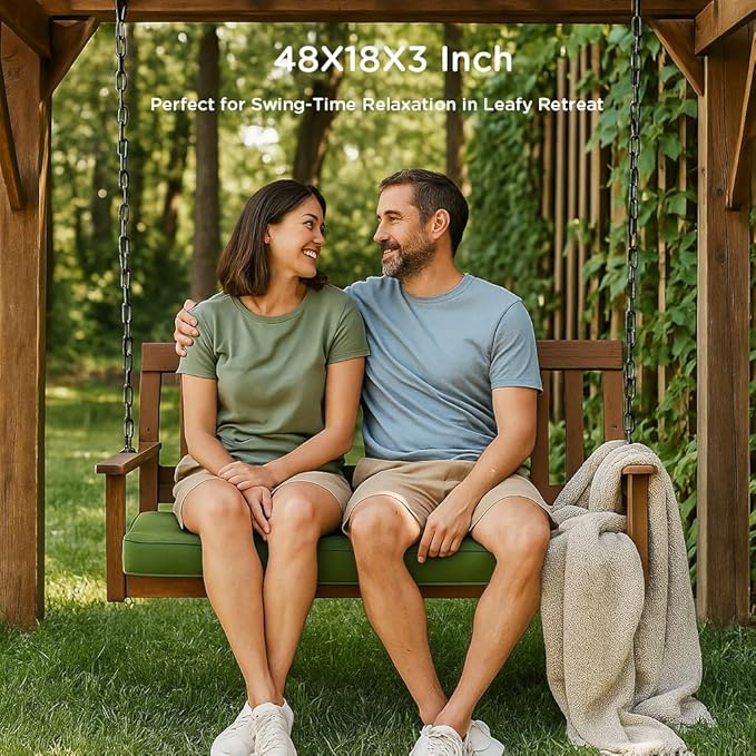 Codi Outdoor Bench Cushion 48 inch, Double Waterproof Patio Furniture Cushions Replacement for Swing, Porch, Couch, 48x18x3'', Green