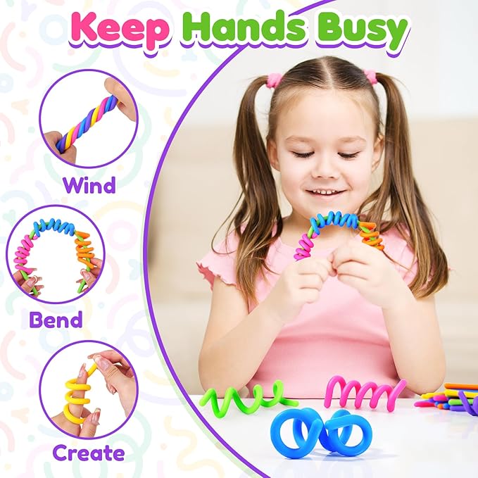 Fidget Toys Kids Sensory Sticks: 24 Pack Creative Party Favors Bulk - Calming Sensory Toys for Kids with Autism - Quiet Fidgets for Classroom Students Prizes