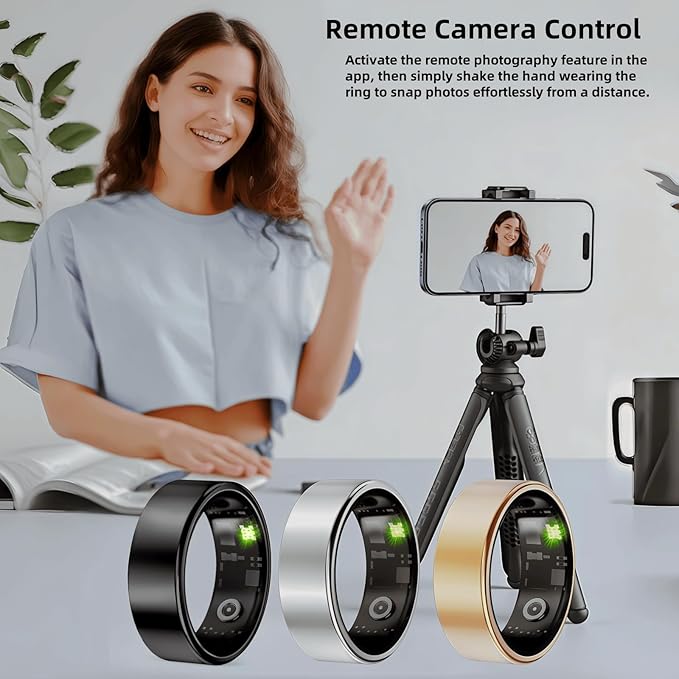 Smart Ring Fitness Tracker for iOS & Android – Sleep Monitor Heart Rate Blood Oxygen & Pressure 8 Sports Modes IP68 Waterproof NO Subscription Long Battery Life (Titanium Silver, 6#)