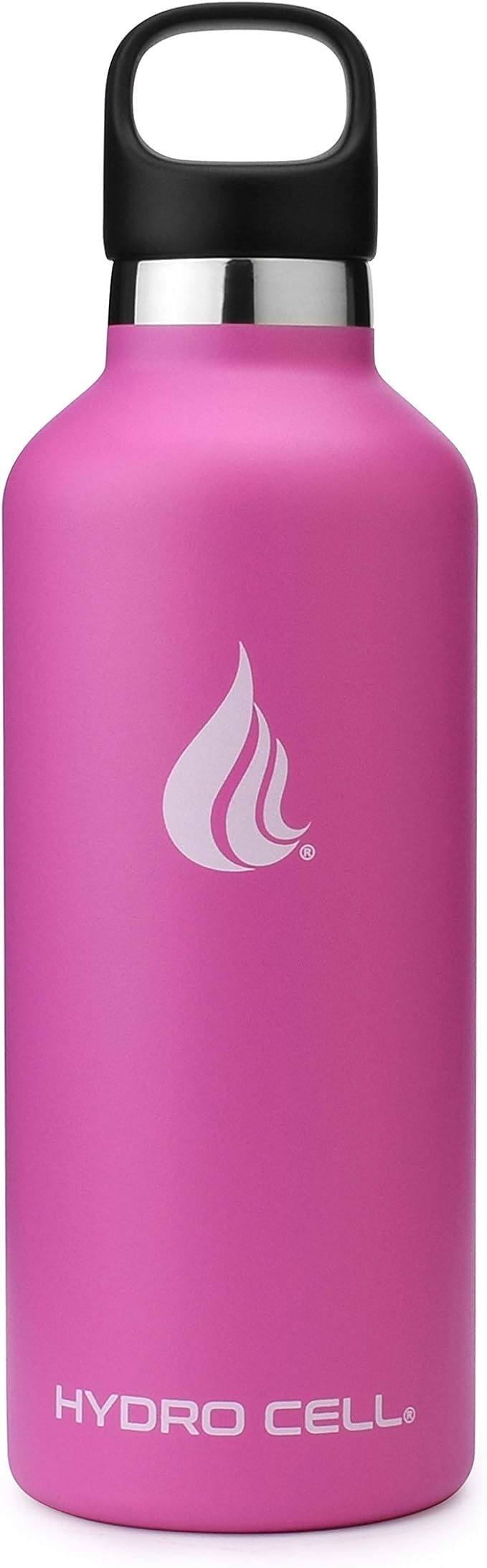 HYDRO CELL Stainless Steel Water Bottle with Straw & 2 Standard Mouth Lids (32oz 24oz 20oz 16oz) Keeps Liquids Hot or Cold w/Double Wall Vacuum Insulated Leak Proof Sport Design (Fuchsia 32oz)