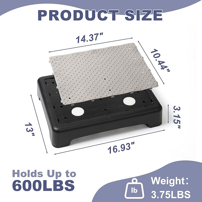 Mobility Step Stool, Portable Indoor Outdoor Non-Slip Step Platform for Adult Elderly Kids, Step Riser for Car, Bed, Door, Stair, Bathroom