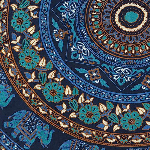 Eyes of India - Mandala Floor Pillow Cover Meditation Cushion Seating Throw Hippie Round Colorful Decorative Bohemian Indian Pouf Ottoman Handmade Cover ONLY (M1 Dark Blue, 32" x 32")